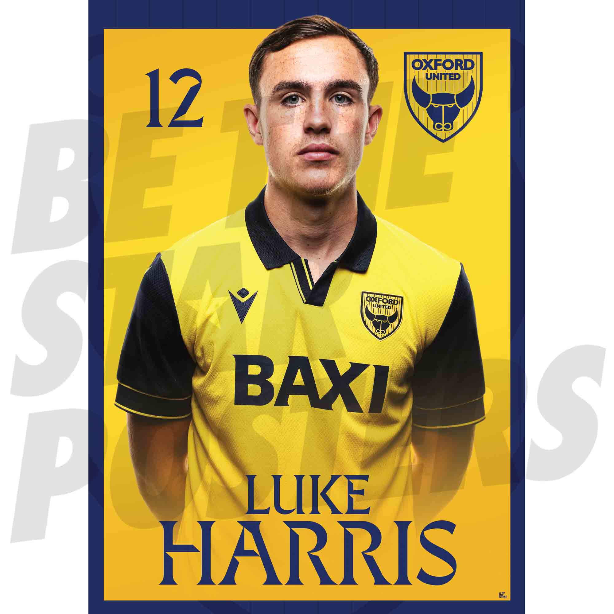 Oxford United FC Luke Harris 25/26 Headshot Poster