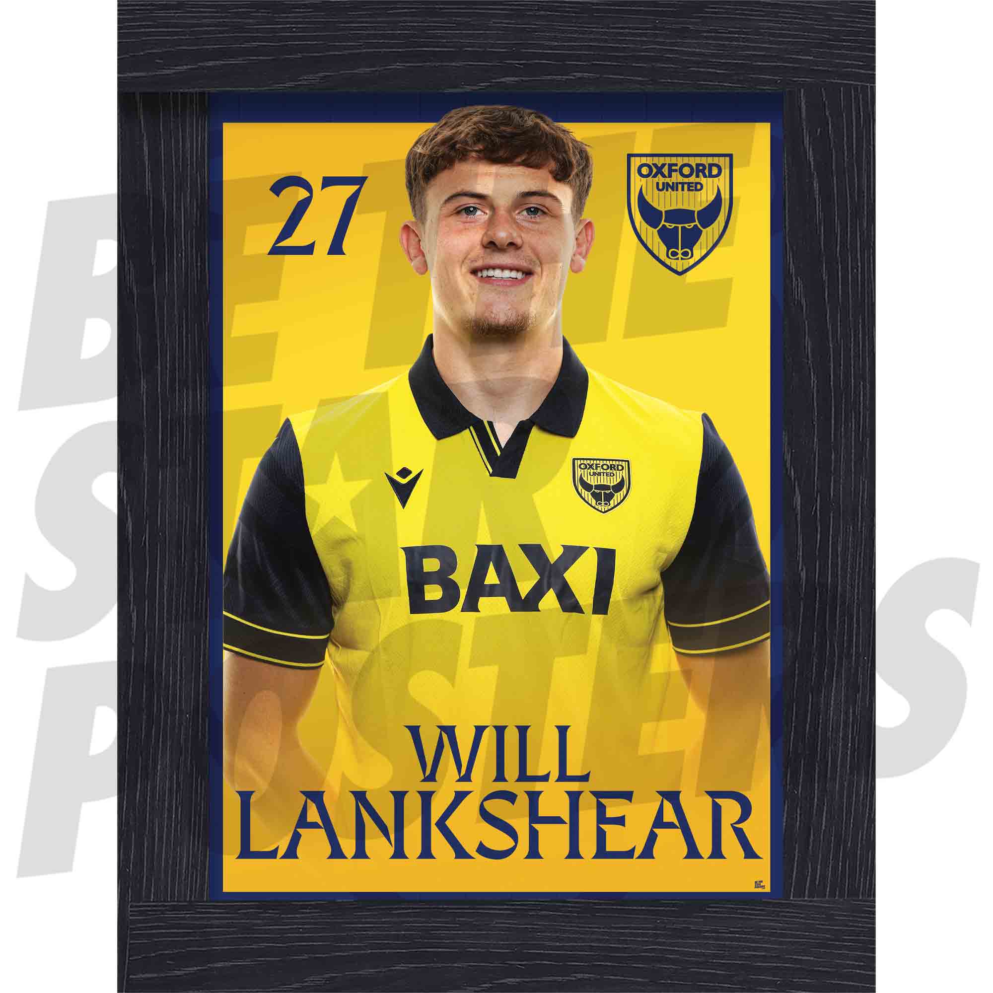 Oxford United FC Will Lankshear 25/26 Headshot Poster