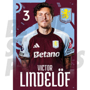 Aston Villa FC Victor Lindelof 25/26 Headshot Poster