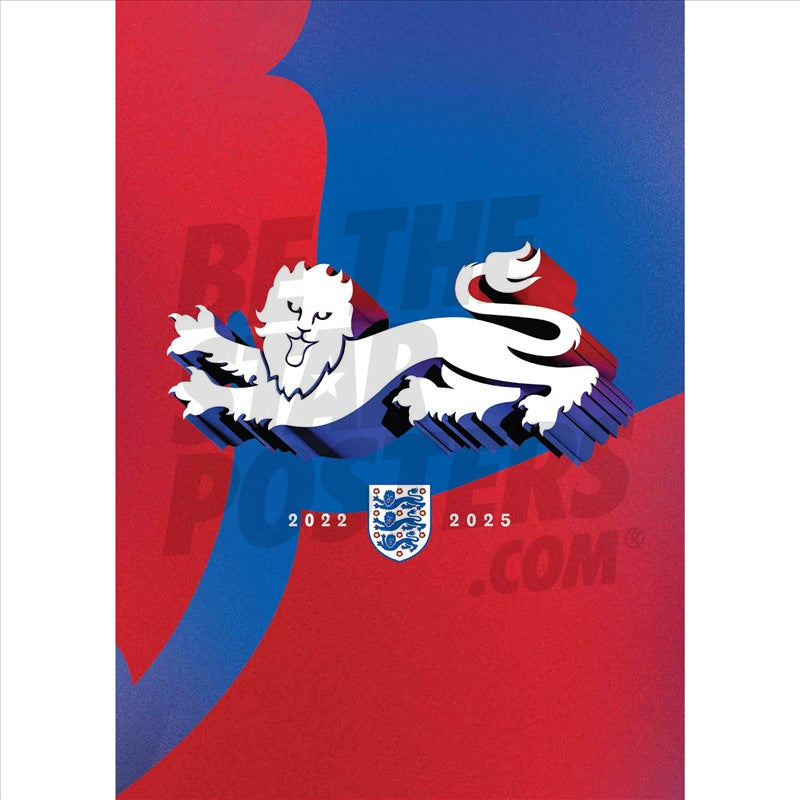 Lionesses European Champions Lion Crest Red / Blue Poster