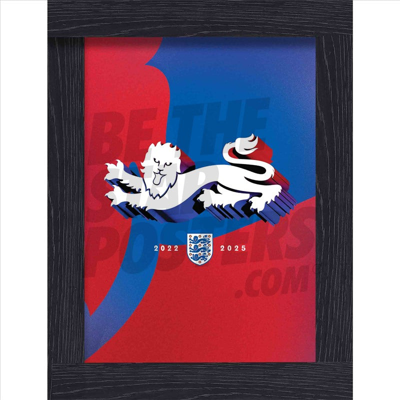 Lionesses European Champions Lion Crest Red / Blue Poster