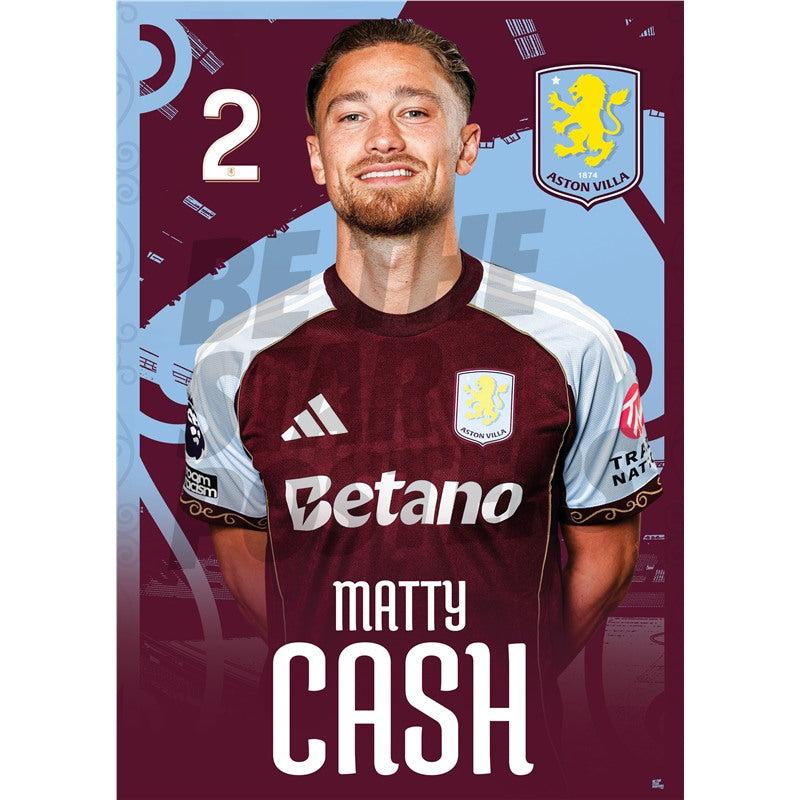 Aston Villa FC Matty Cash 25/26 Headshot Poster