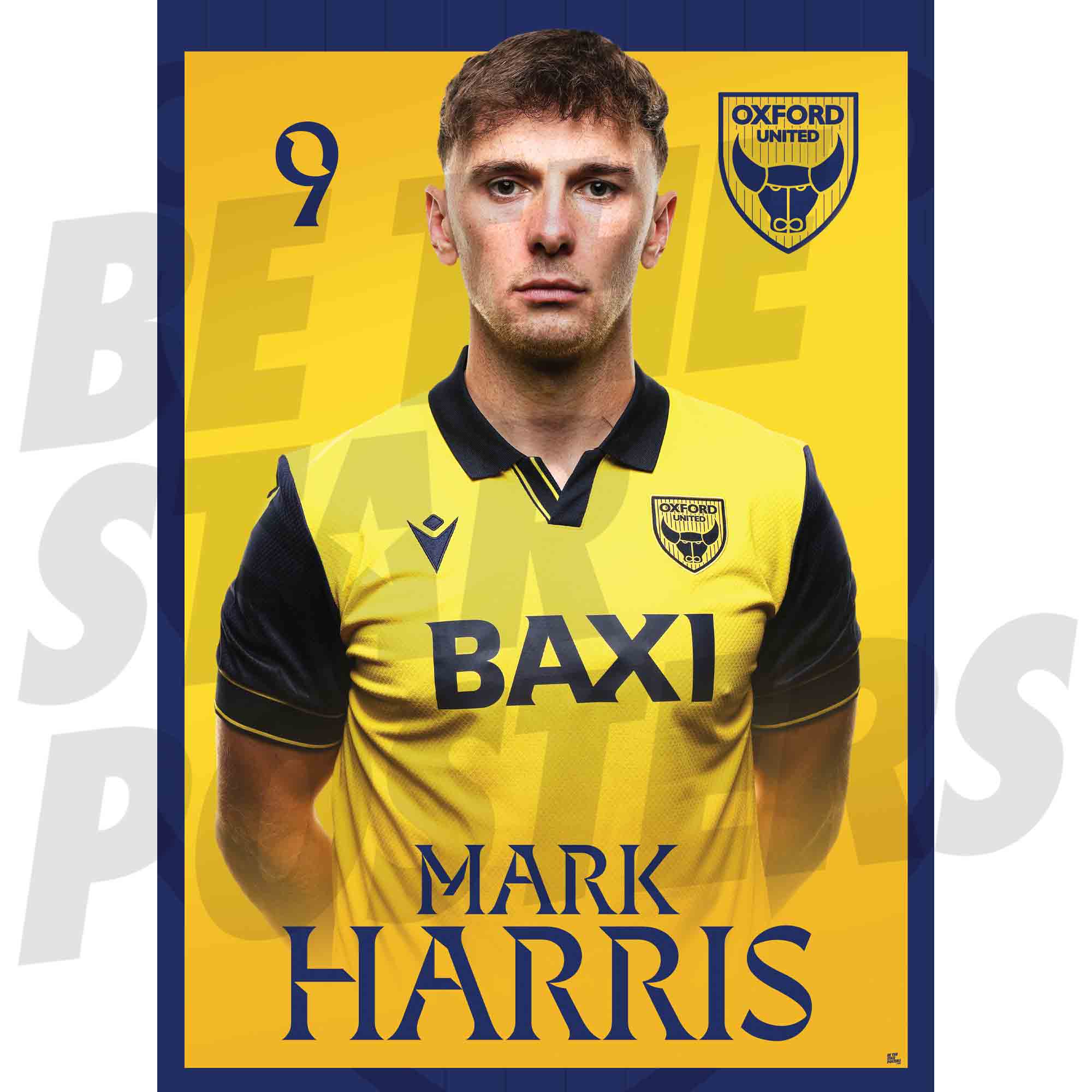 Oxford United FC Mark Harris 25/26 Headshot Poster