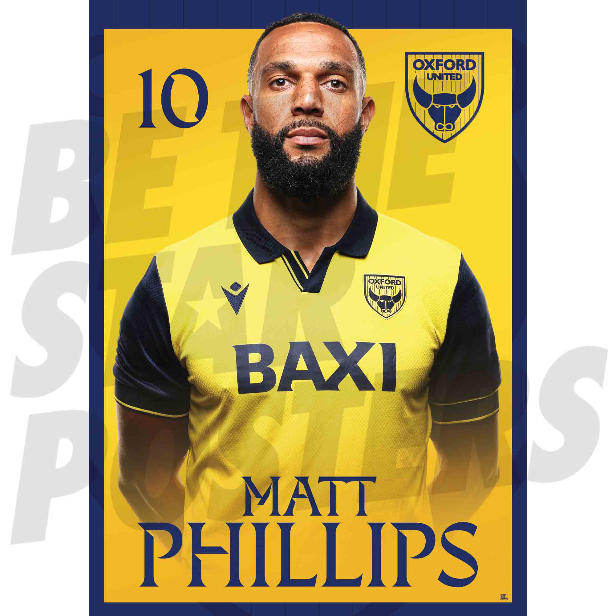 Oxford United FC Matt Phillips 25/26 Headshot Poster