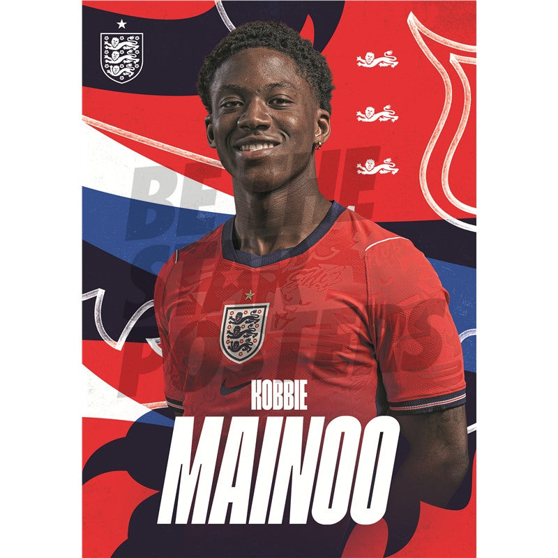 Kobbie Mainoo England 26/27 Away Headshot Poster