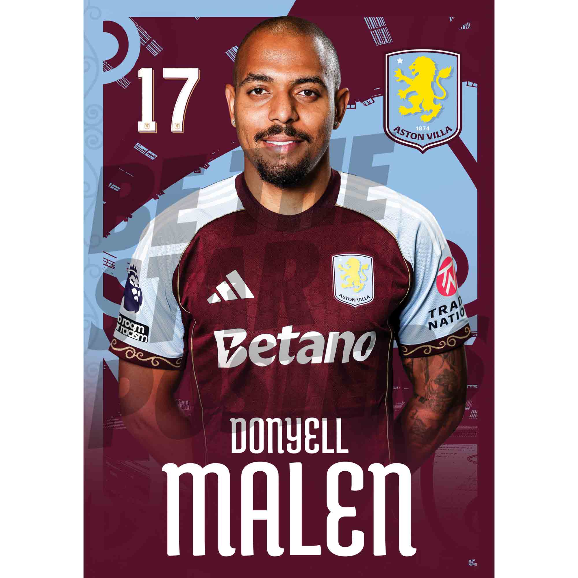 Aston Villa FC Donyell Malen 25/26 Headshot Poster