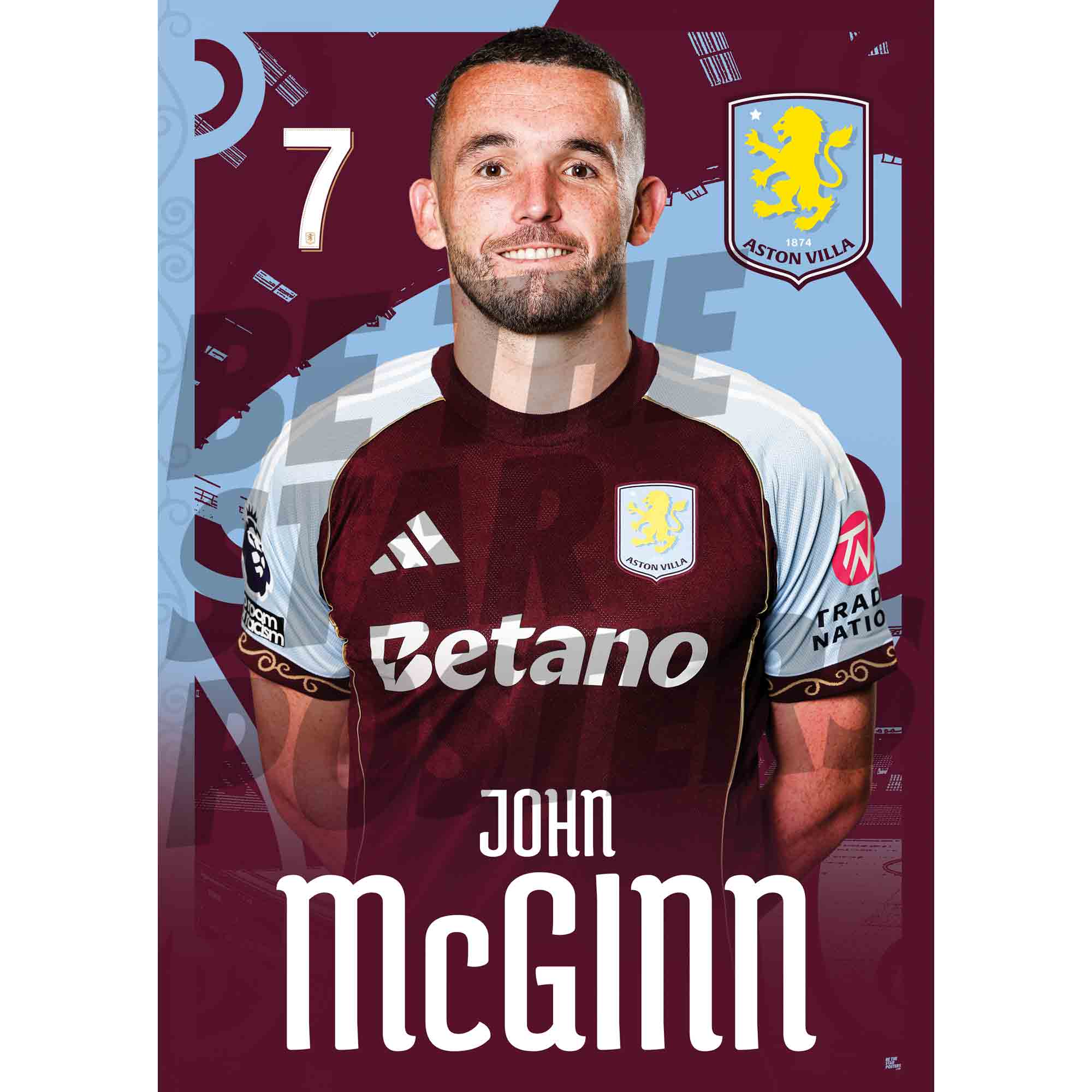 Aston Villa FC John McGinn 25/26 Headshot Poster