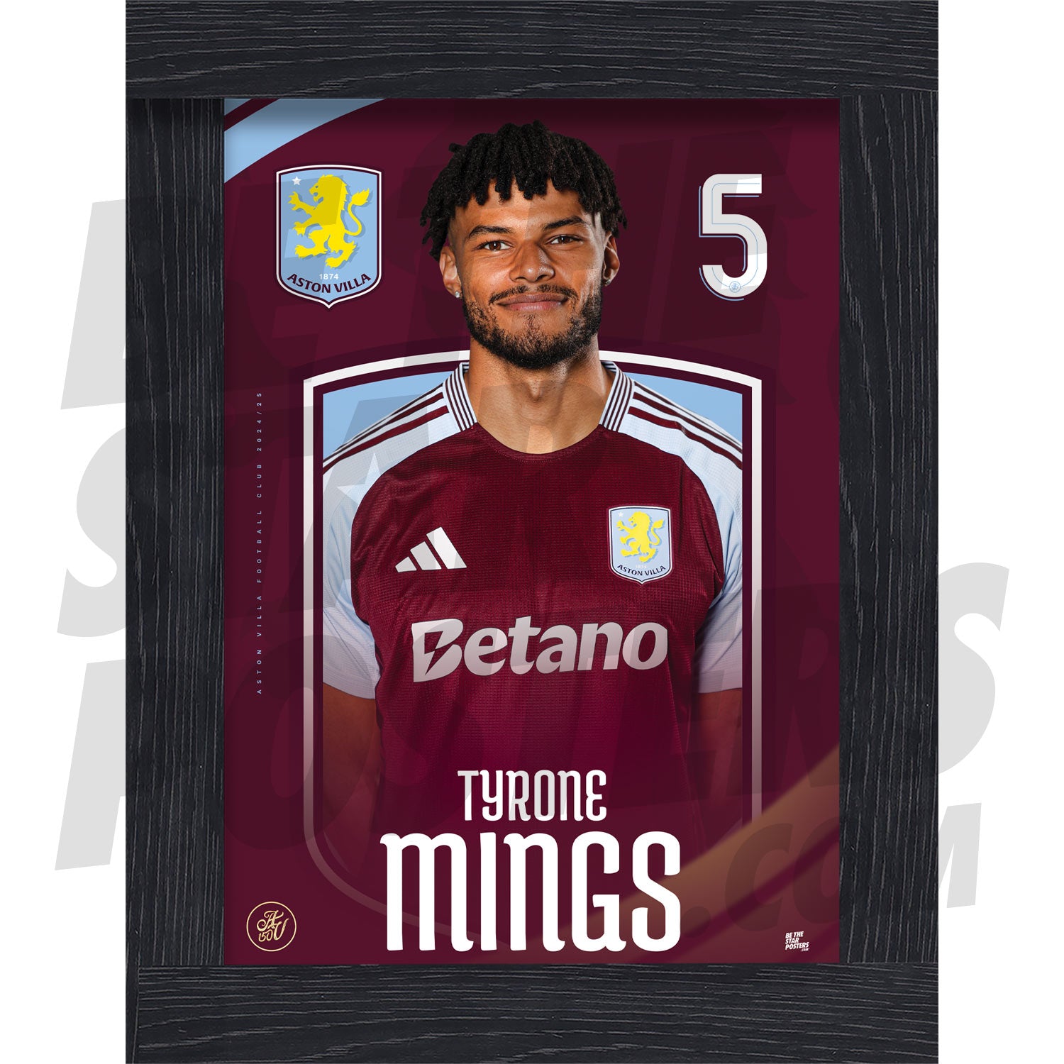 Aston Villa FC Mings 24/25 Headshot Poster