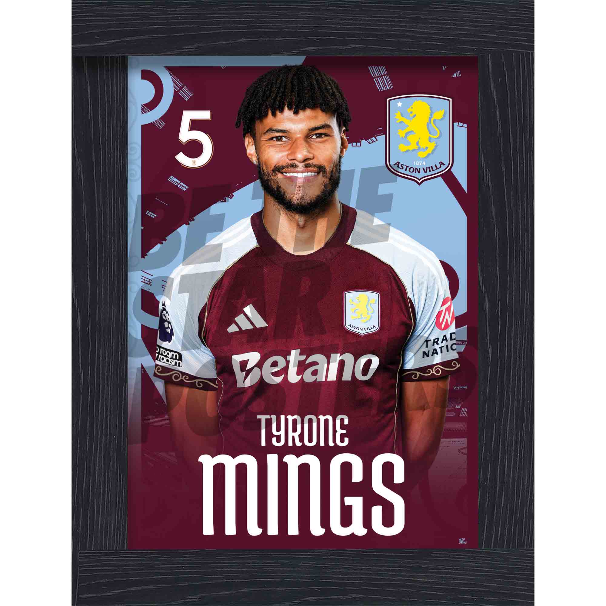 Aston Villa FC Tyrone Mings 25/26 Headshot Poster