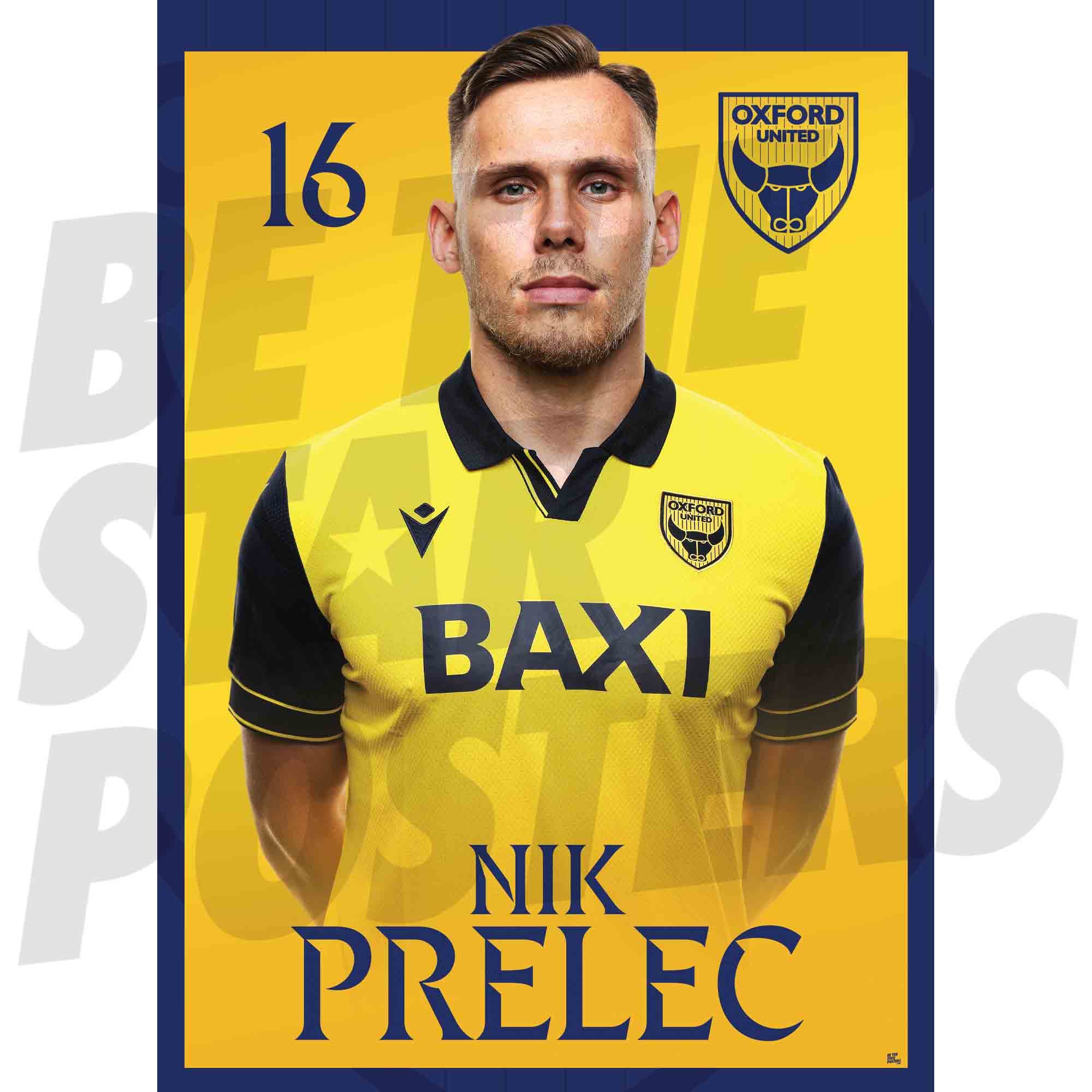 Oxford United FC Nik Prelec 25/26 Headshot Poster