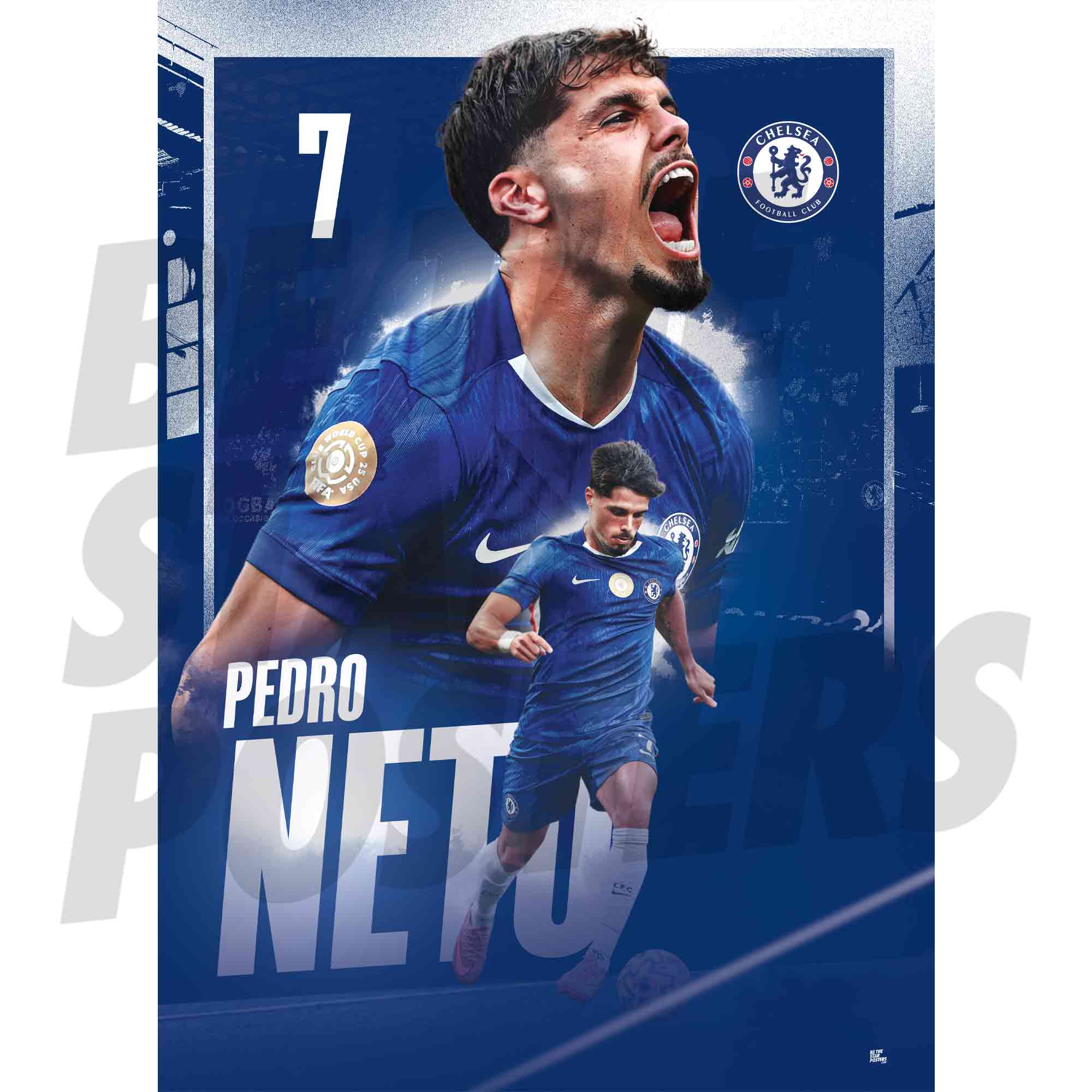 Chelsea FC Pedro Neto 25/26 Action Poster