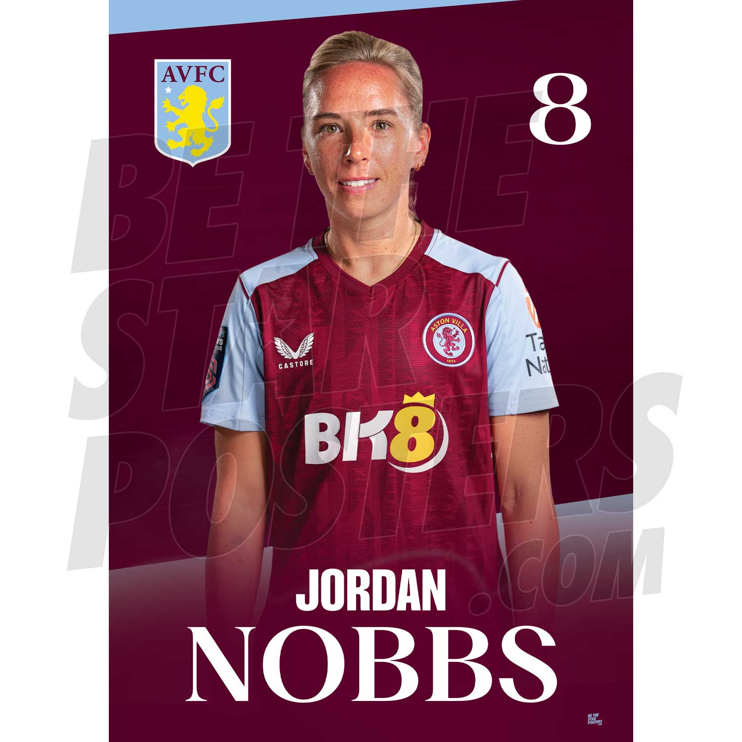 Aston Villa FC Jordan Nobbs 23/24 Headshot Poster