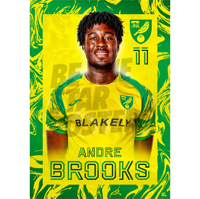 Norwich City FC Andre Brooks 26/27 Headshot Poster