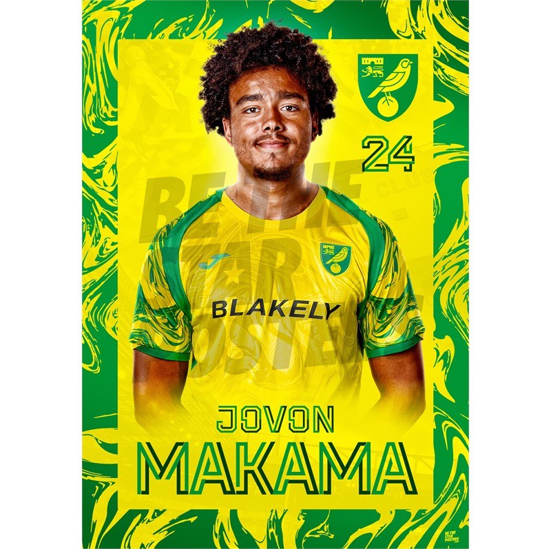 Norwich City FC Jovon Makama 26/27 Headshot Poster