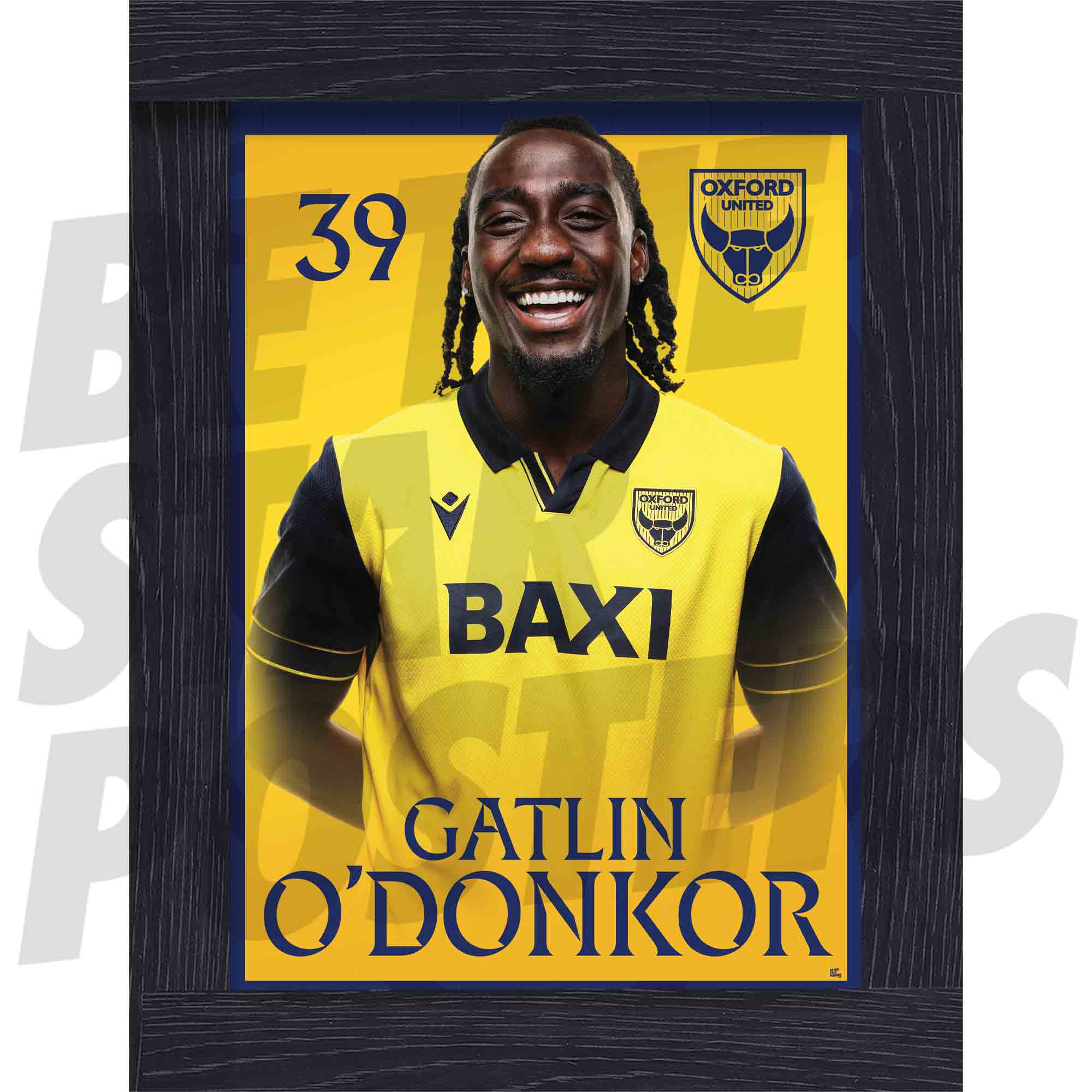 Oxford United FC Gatlin O'Donkor 25/26 Headshot Poster