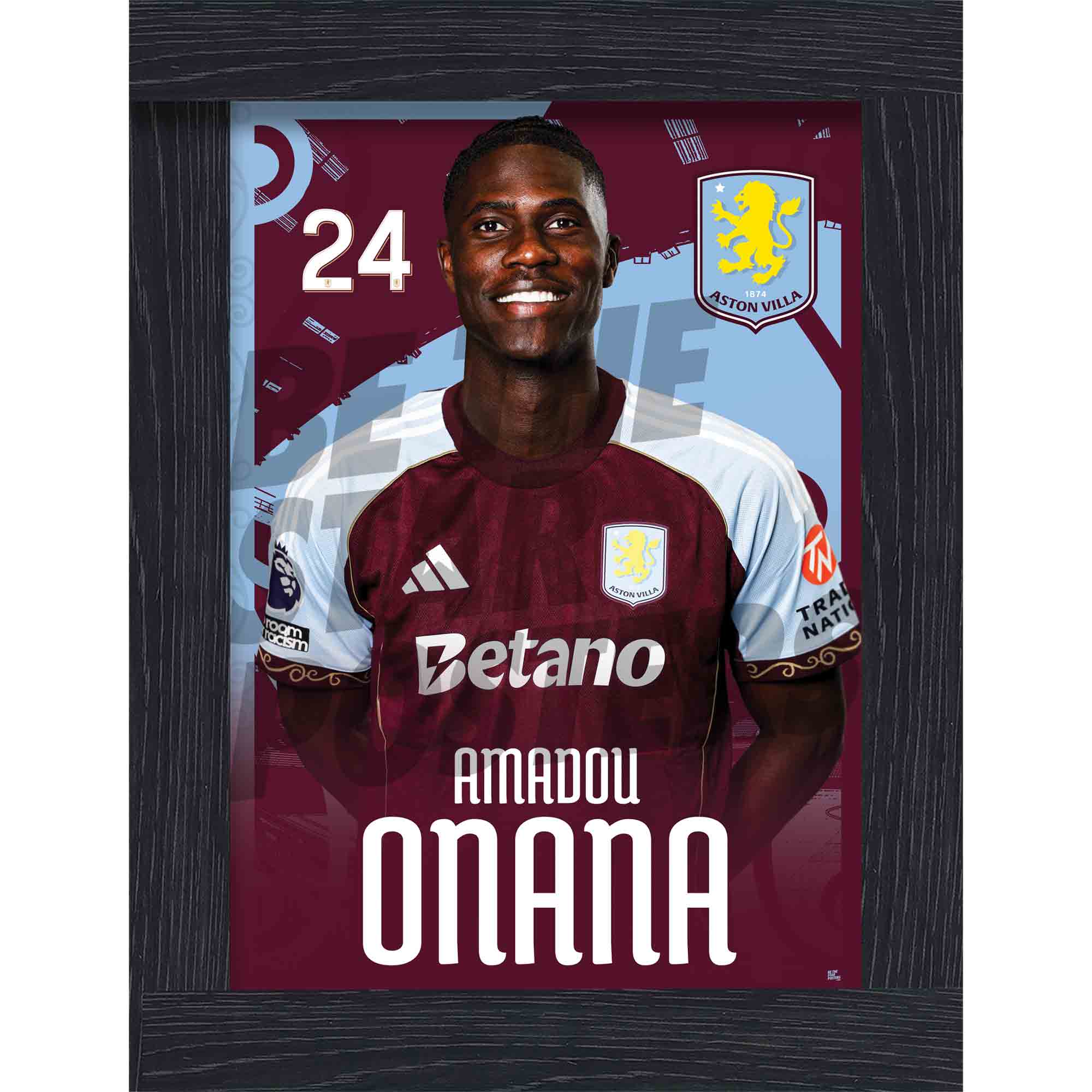 Aston Villa FC Amadou Onana 25/26 Headshot Poster