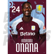 Aston Villa FC Amadou Onana 25/26 Headshot Poster
