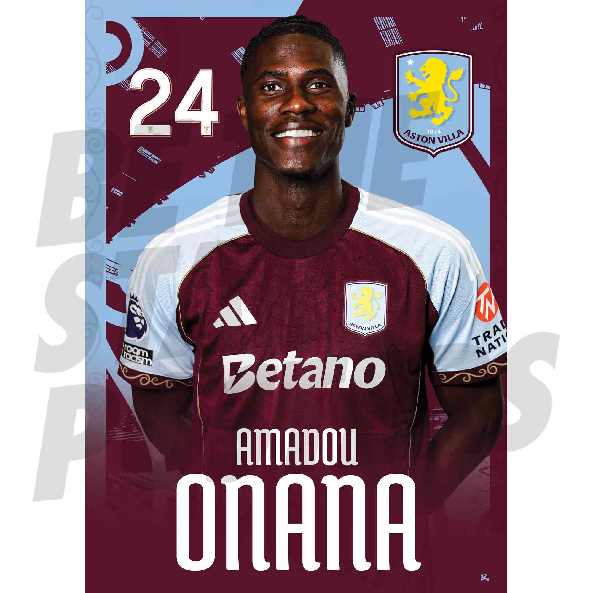 Aston Villa FC Amadou Onana 25/26 Headshot Poster