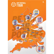 My Football Tour Map A2 Poster - Orange / White