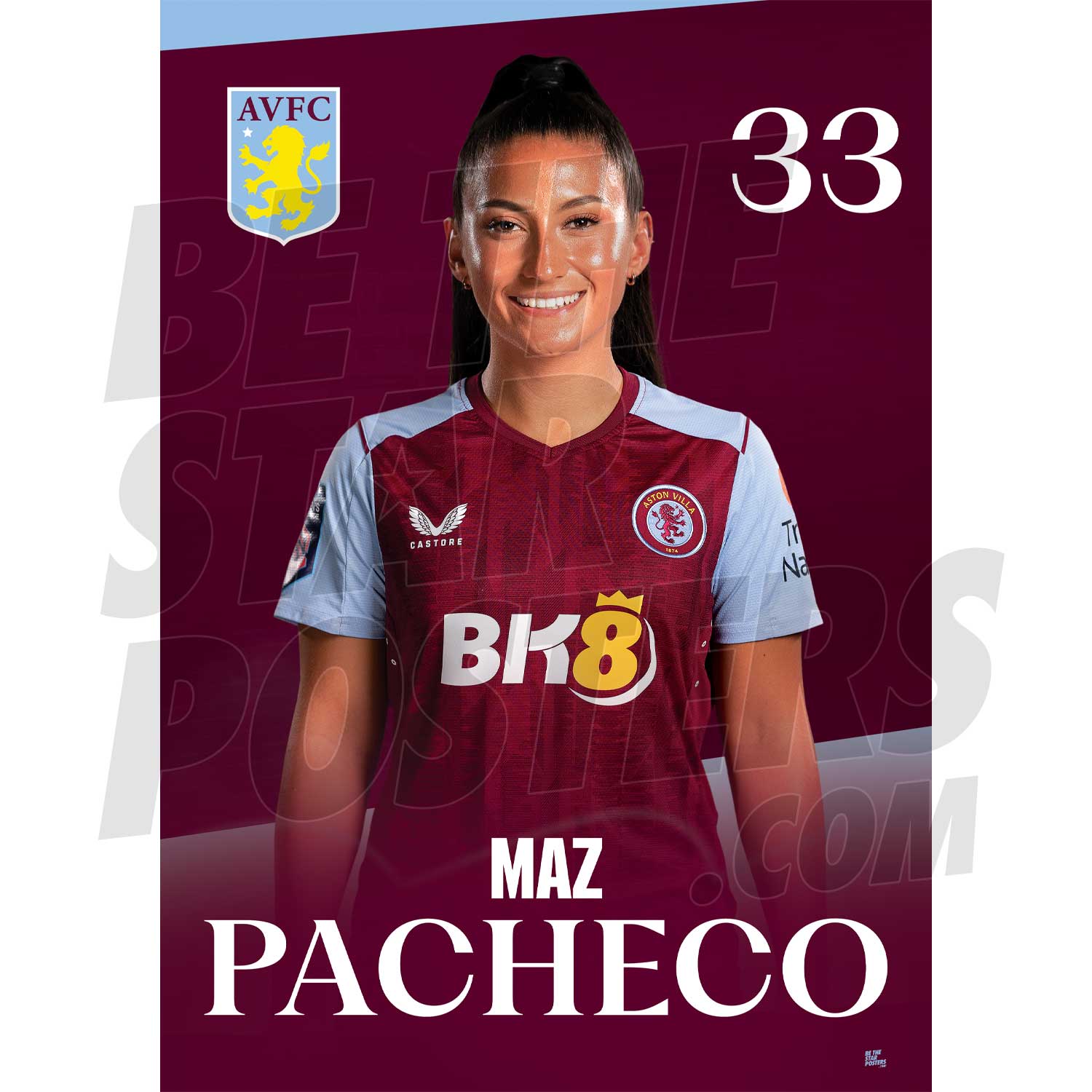 Aston Villa FC Maz Pacheco 23/24 Headshot Poster