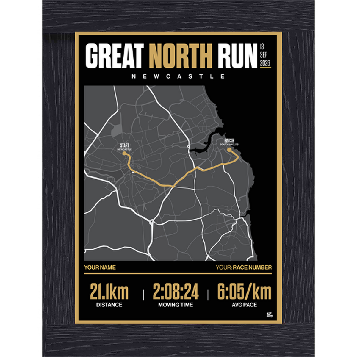 Personalised Running Route Poster - Dark