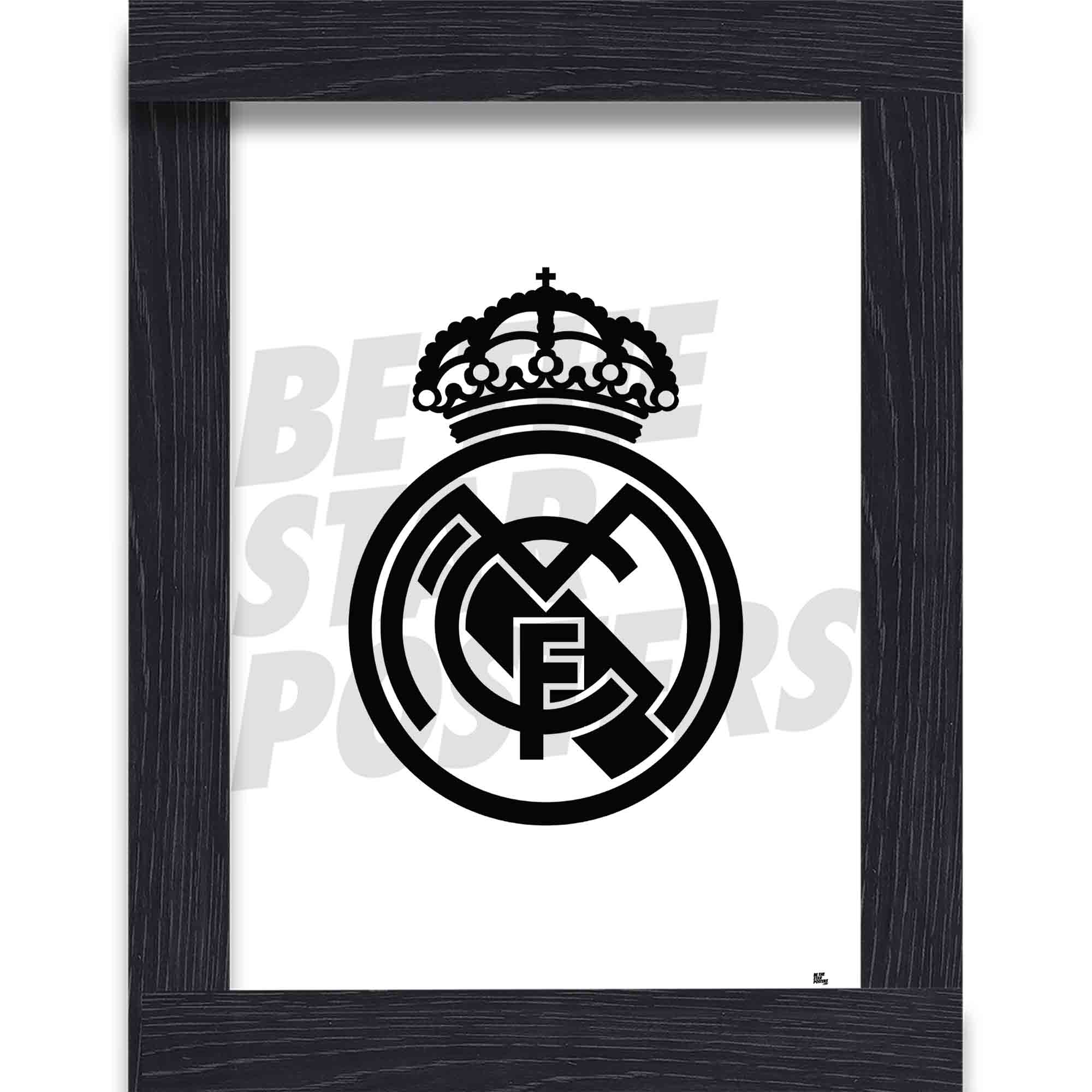 Real Madrid CF Monotone Crest Poster