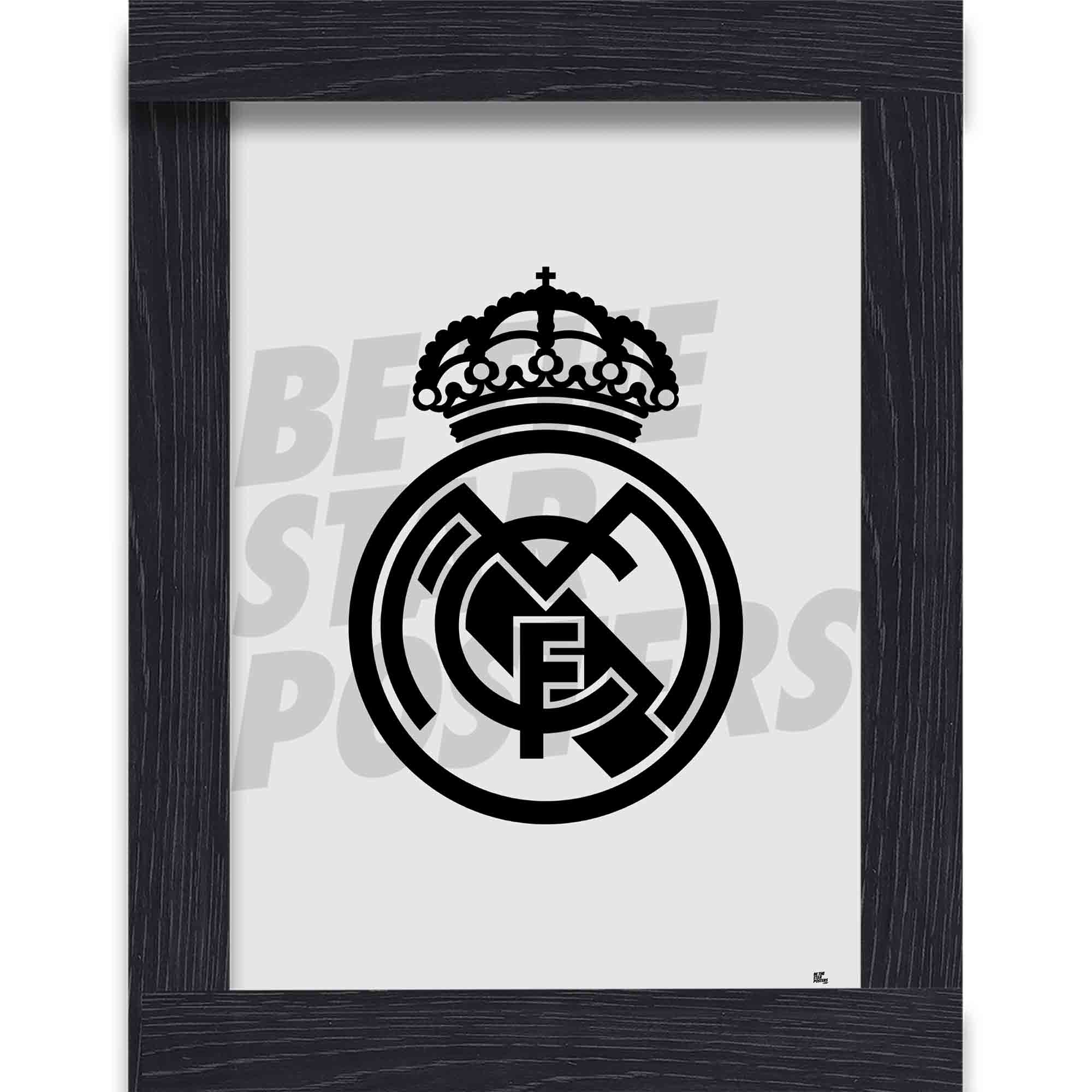 Real Madrid CF Grey Monotone Crest Poster
