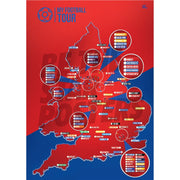 My Football Tour Map A2 Poster - Red / Blue
