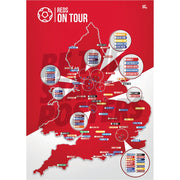 My Football Tour Map A2 Poster - Red / White - Reds On Tour