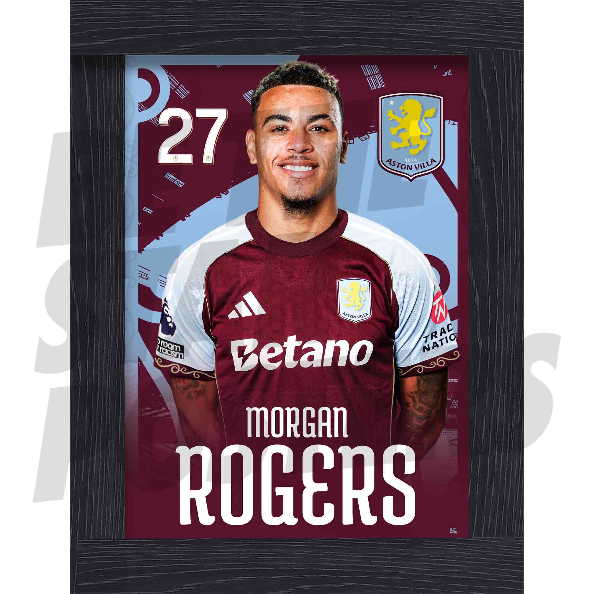 Aston Villa FC Morgan Rogers 25/26 Headshot Poster
