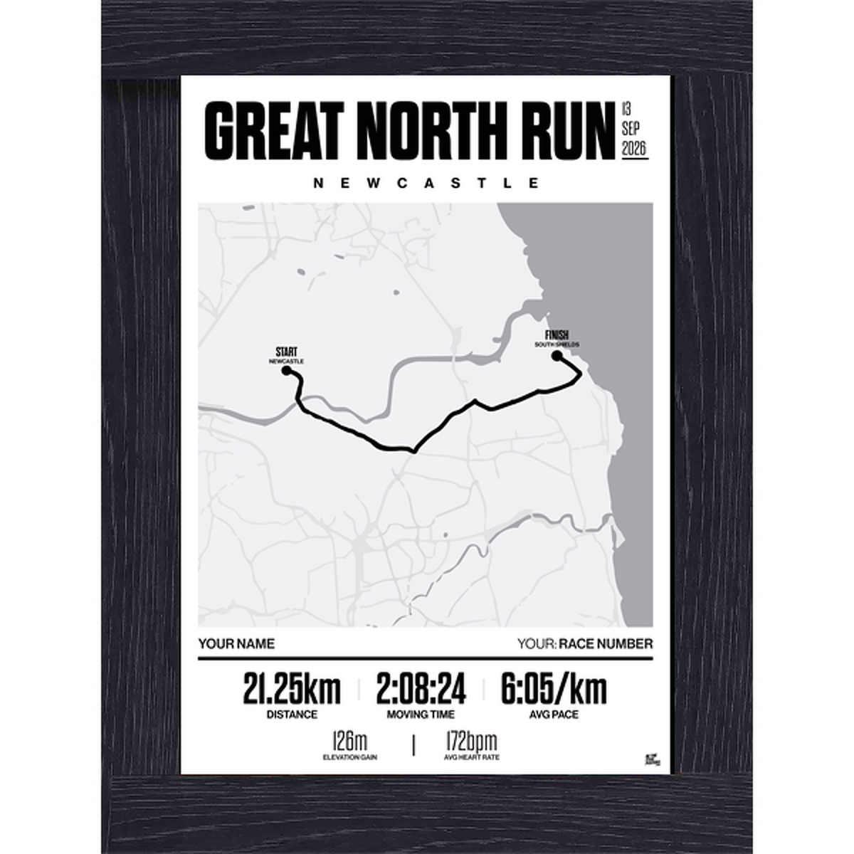 Personalised Running Route Poster - Black / White