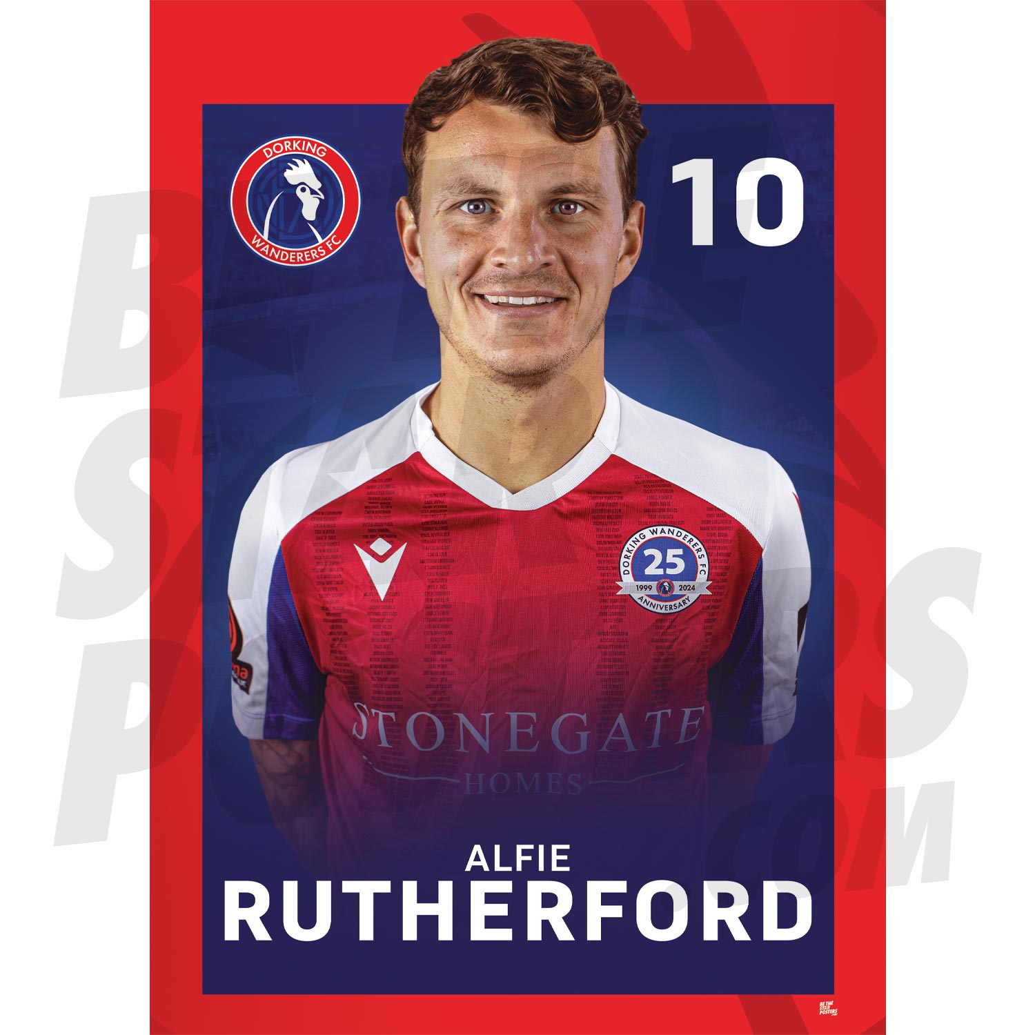 Dorking Wanderers FC Rutherford 24/25 Headshot Poster