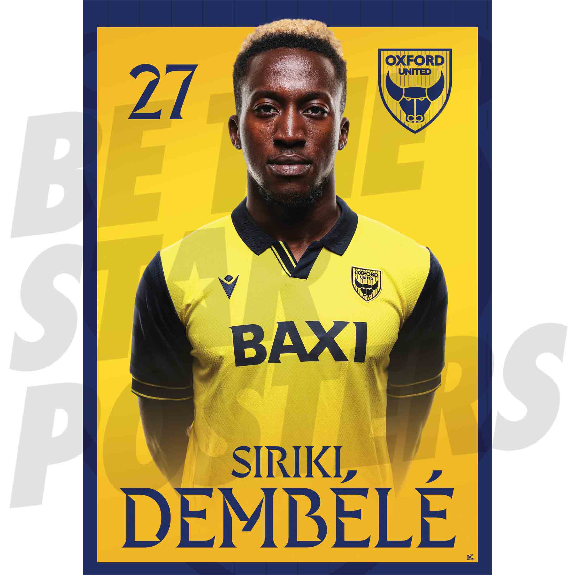 Oxford United FC Siriki Dembele 25/26 Headshot Poster