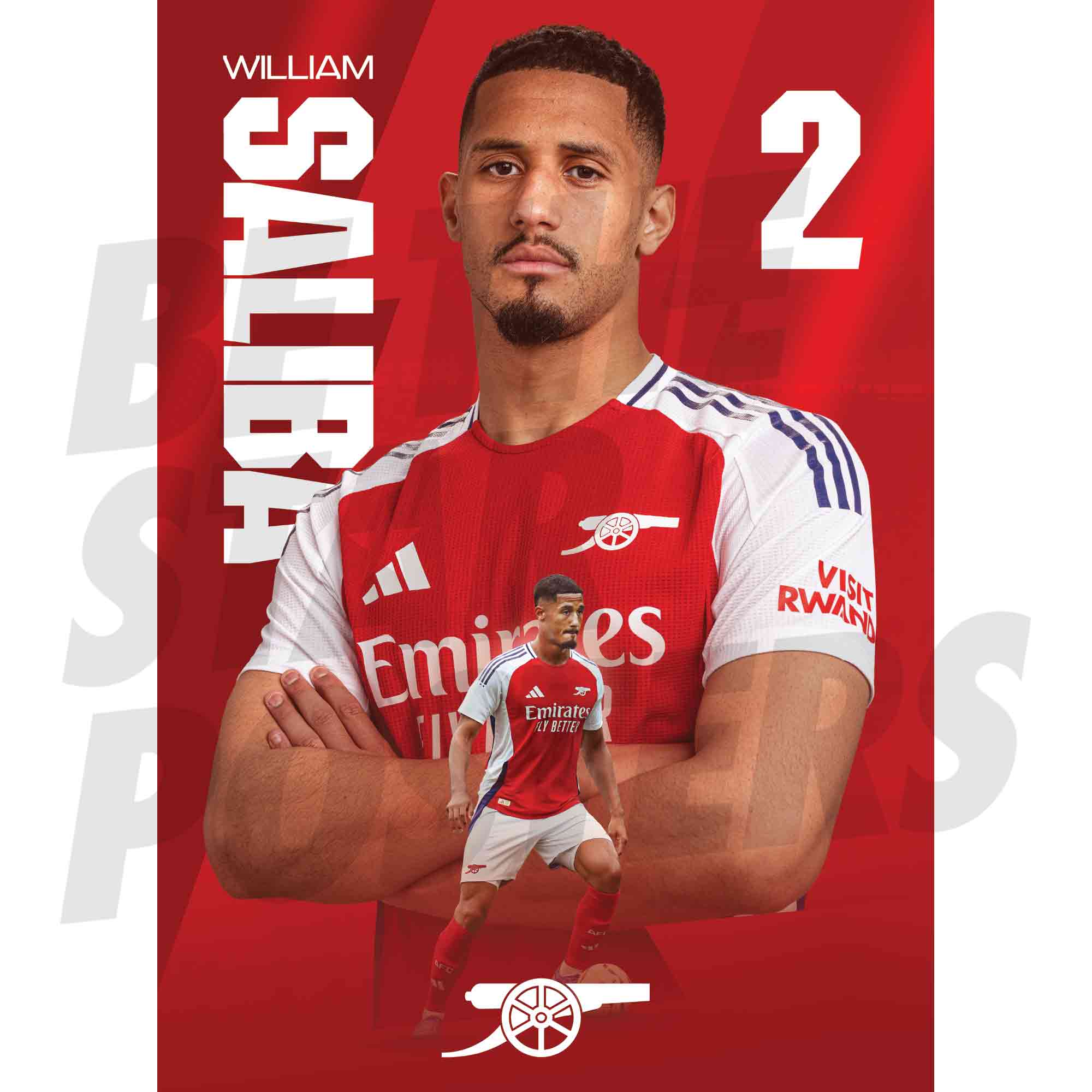 Arsenal FC Saliba 24/25 Action Poster