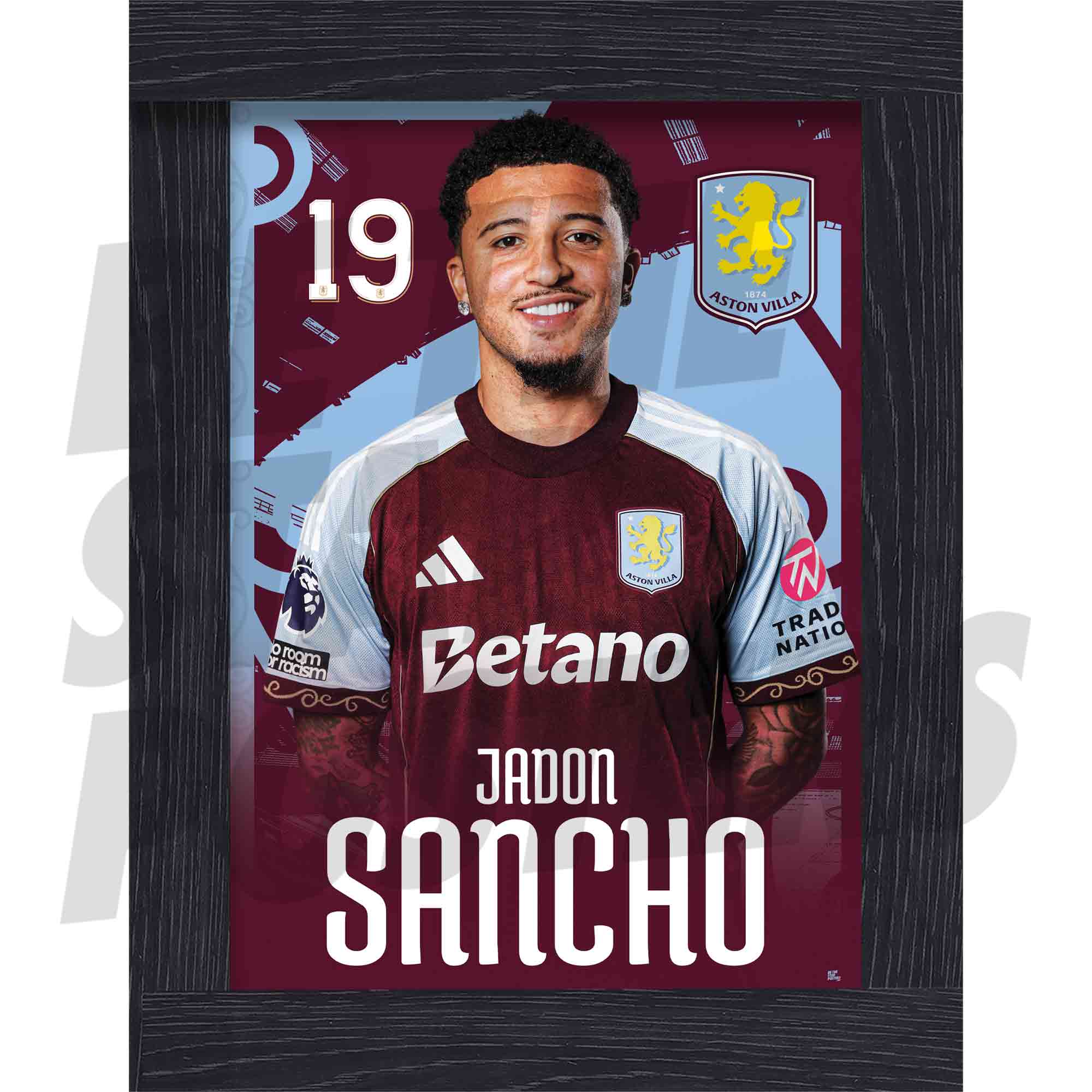 Aston Villa FC Jadon Sancho 25/26 Headshot Poster