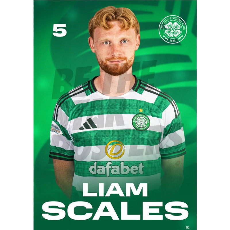 Celtic FC Liam Scales 25/26 Headshot Poster