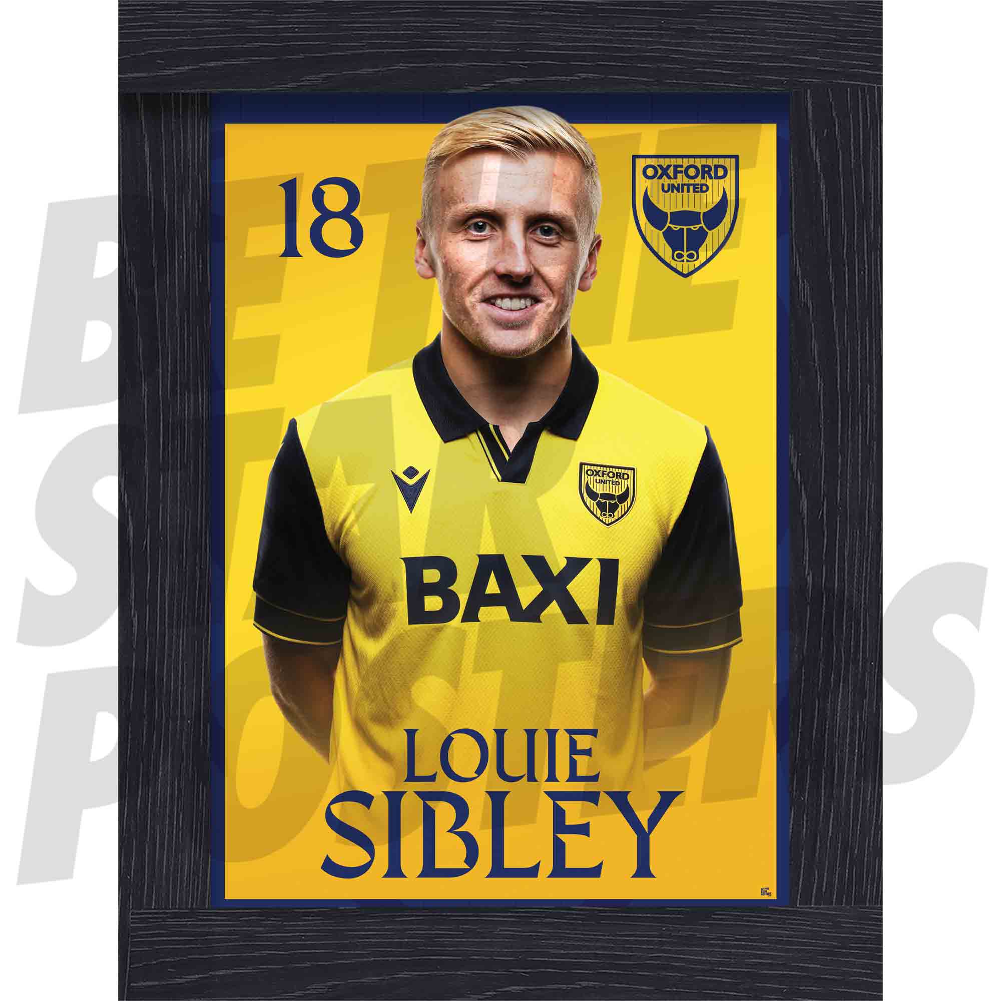 Oxford United FC Louie Sibley 25/26 Headshot Poster