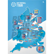 My Football Tour Map A2 Poster - Sky Blue / White