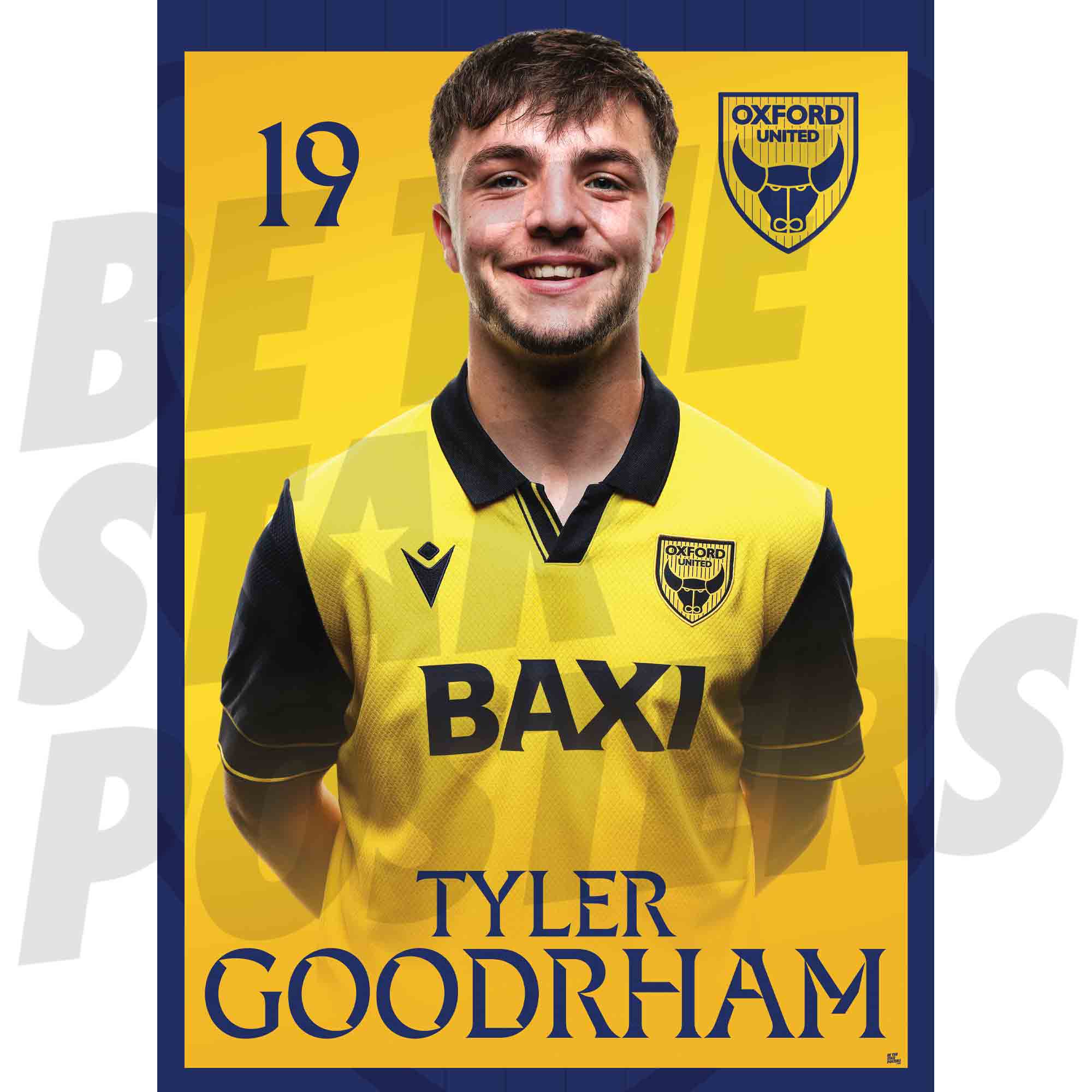 Oxford United FC Tyler Goodrham 25/26 Headshot Poster