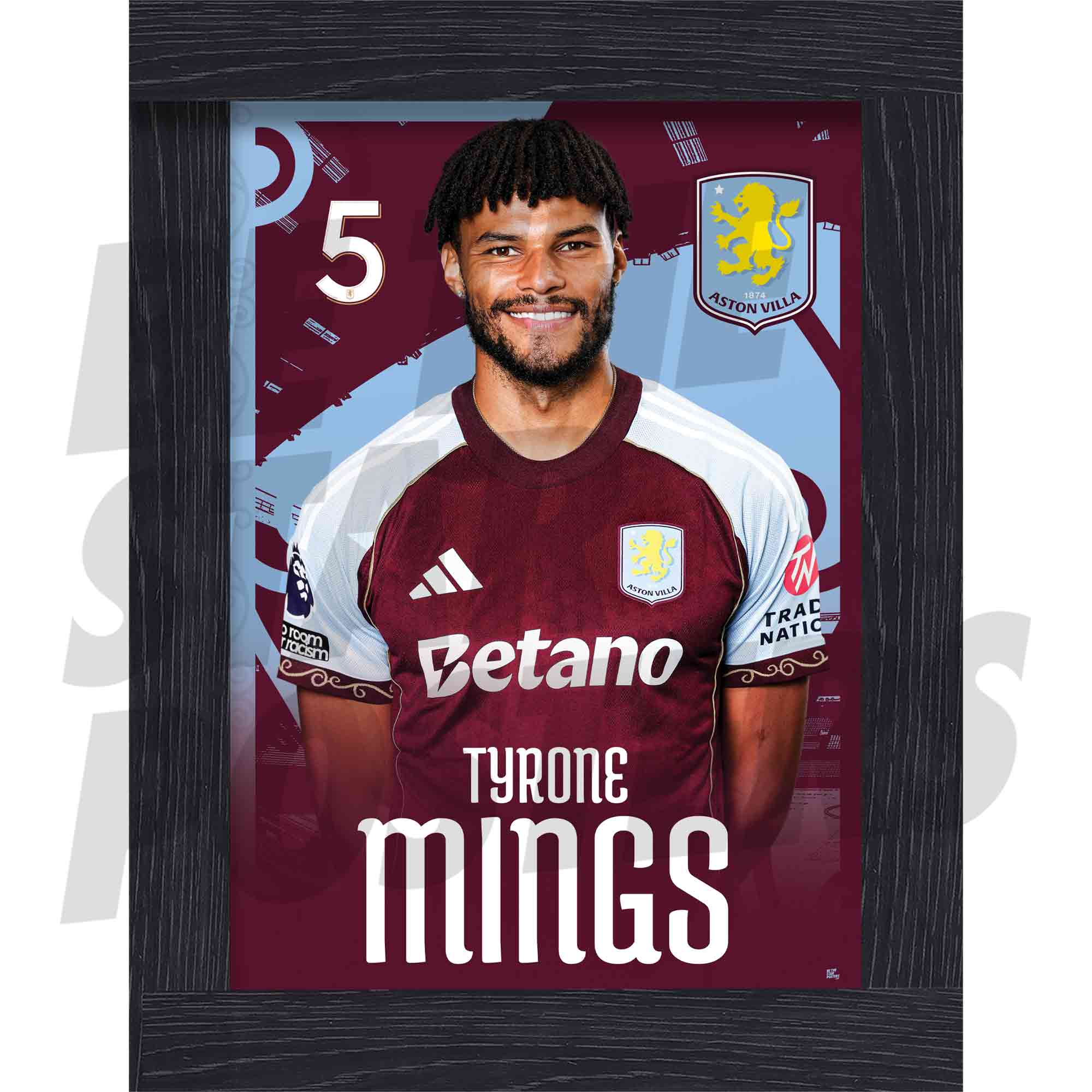 Aston Villa FC Tyrone Mings 25/26 Headshot Poster