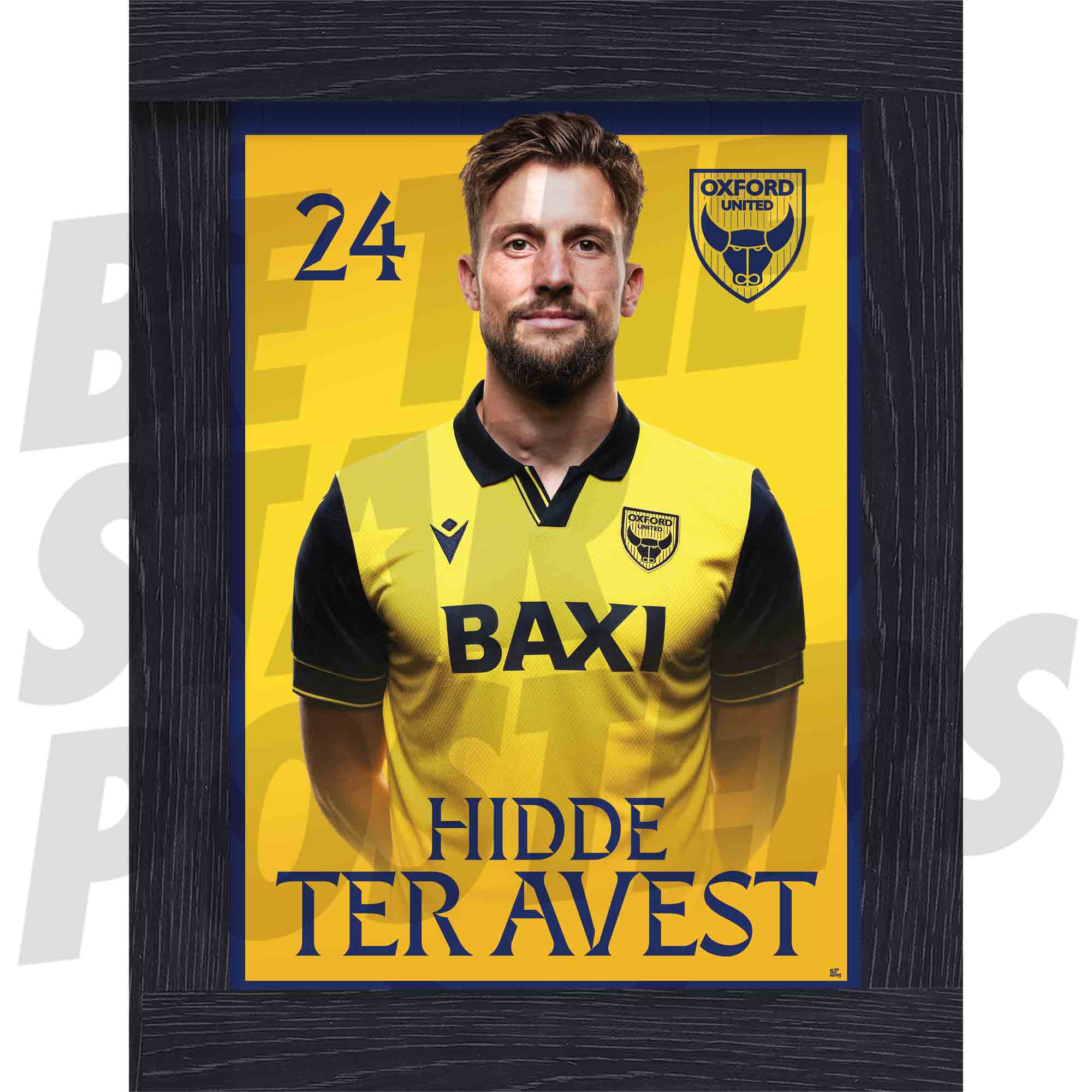 Oxford United FC Hidde Ter Avest 25/26 Headshot Poster