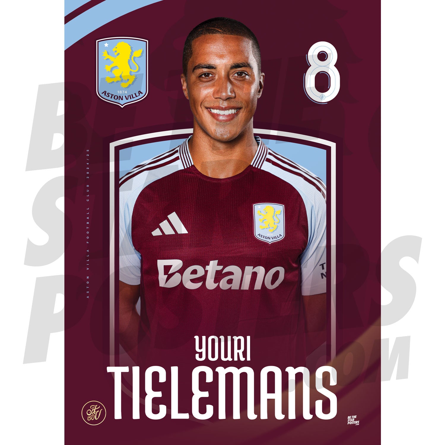 Aston Villa FC Tielemans 24/25 Headshot Poster