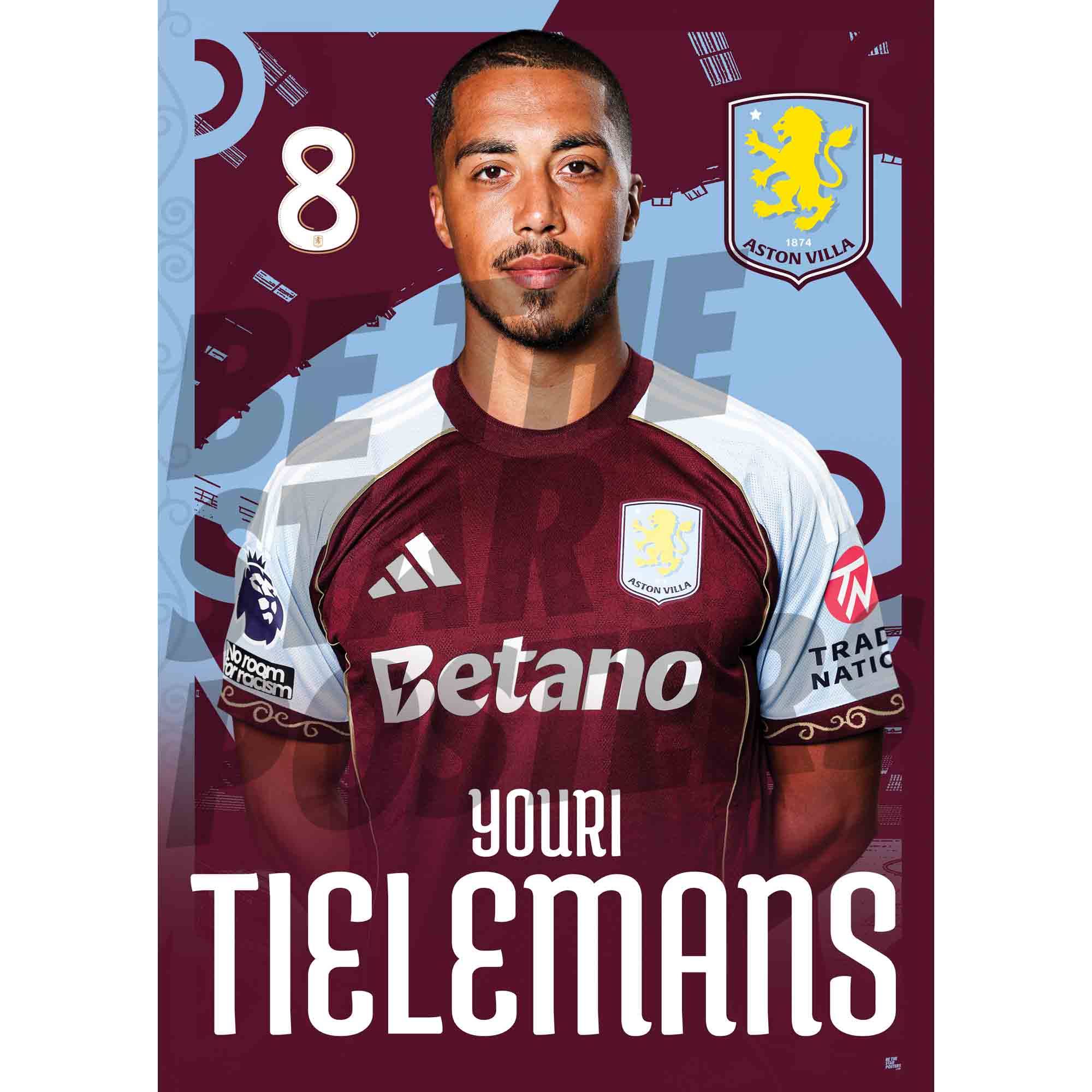 Aston Villa FC Youri Tielemans 25/26 Headshot Poster