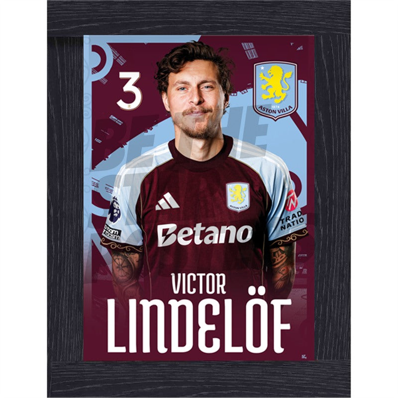 Aston Villa FC Victor Lindelof 25/26 Headshot Poster