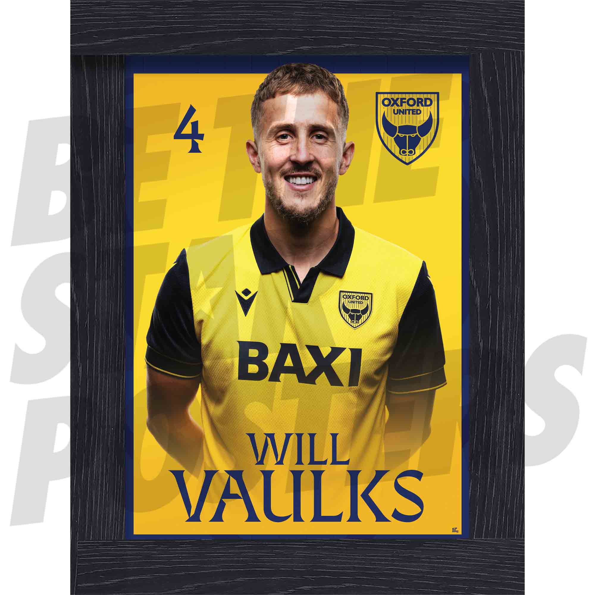 Oxford United FC Will Vaulks 25/26 Headshot Poster