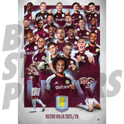 Aston Villa FC Men's 25/26 Team Squad Montage Poster