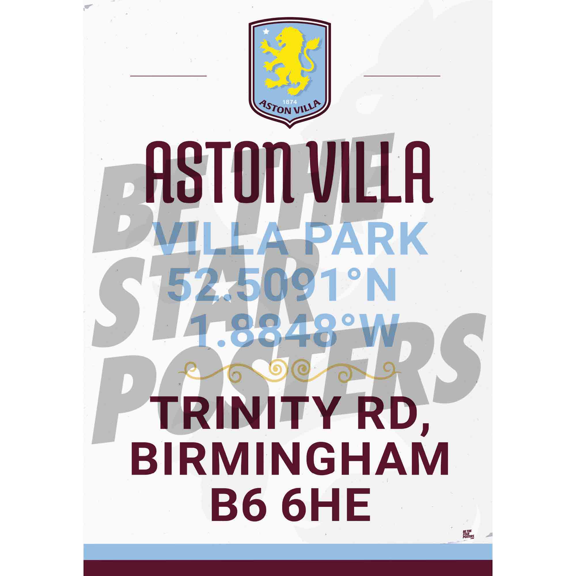 Aston Villa FC Coordinates Poster