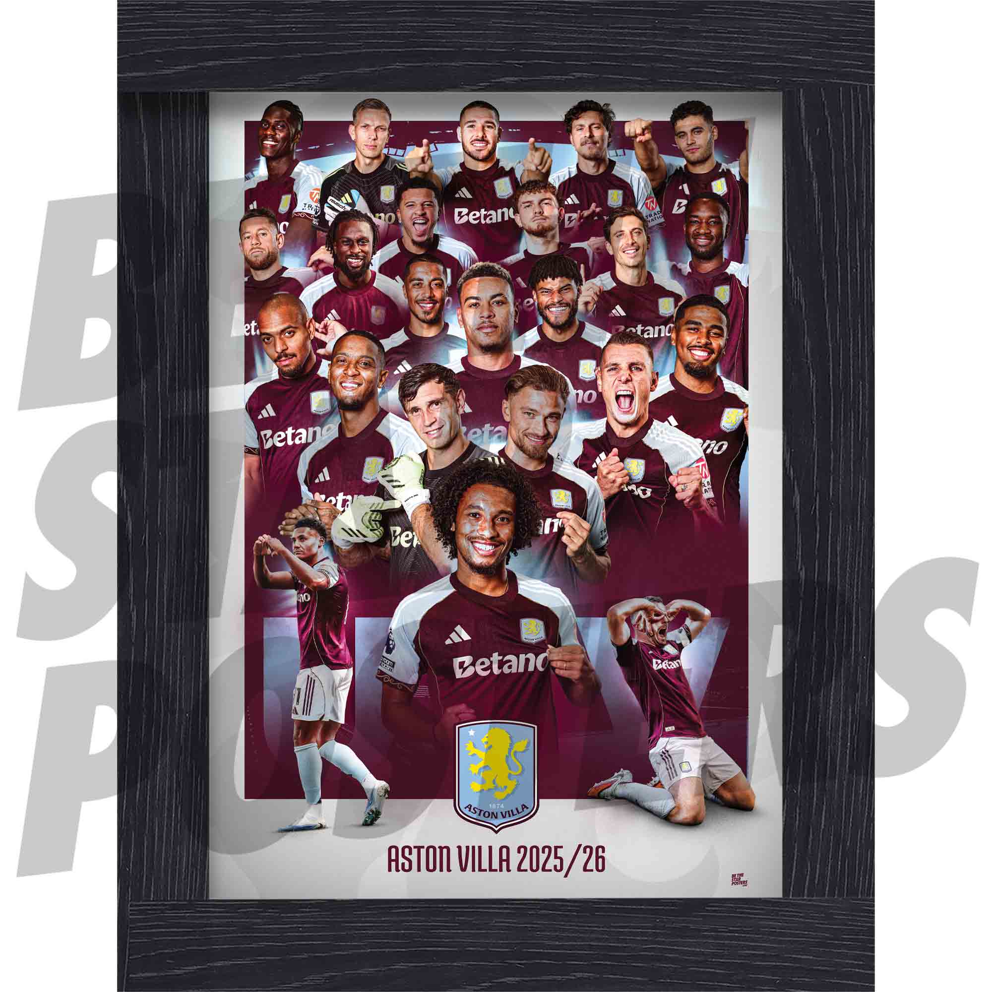Aston Villa FC Men's 25/26 Team Squad Montage Poster