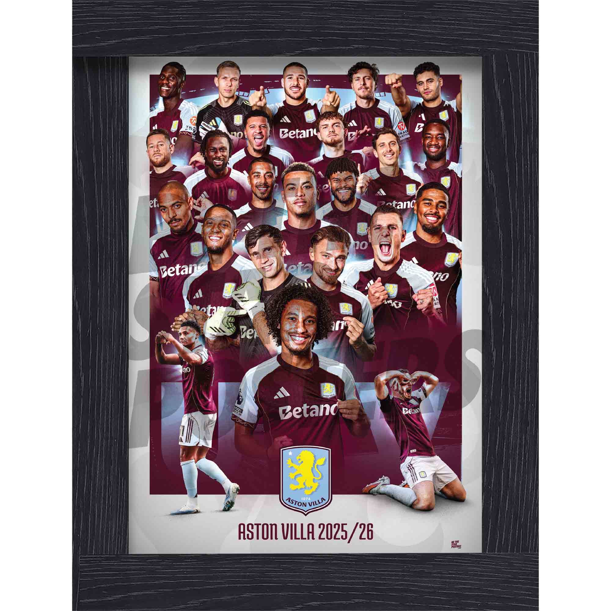 Aston Villa FC Men's 25/26 Team Squad Montage Poster