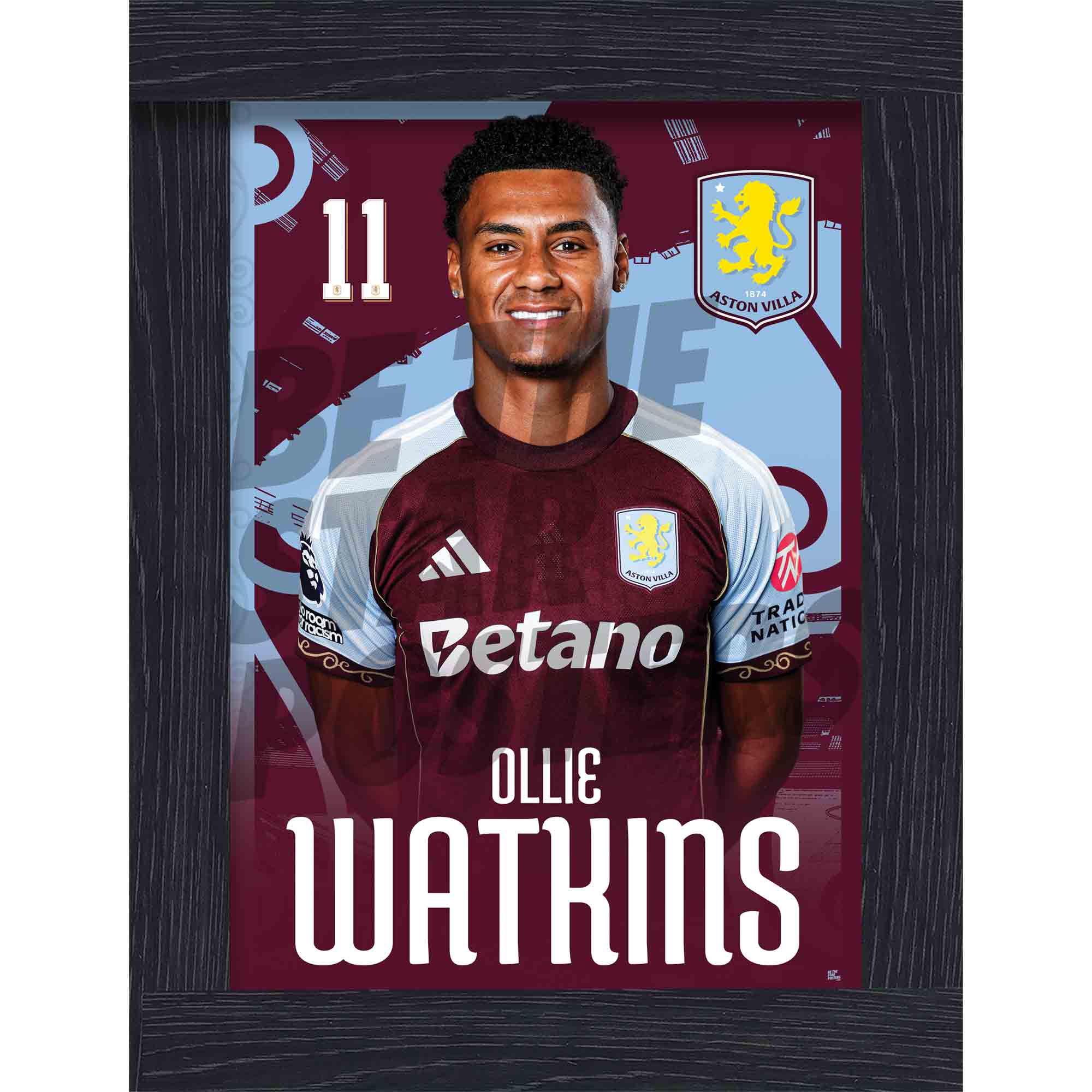 Aston Villa FC Ollie Watkins 25/26 Headshot Poster